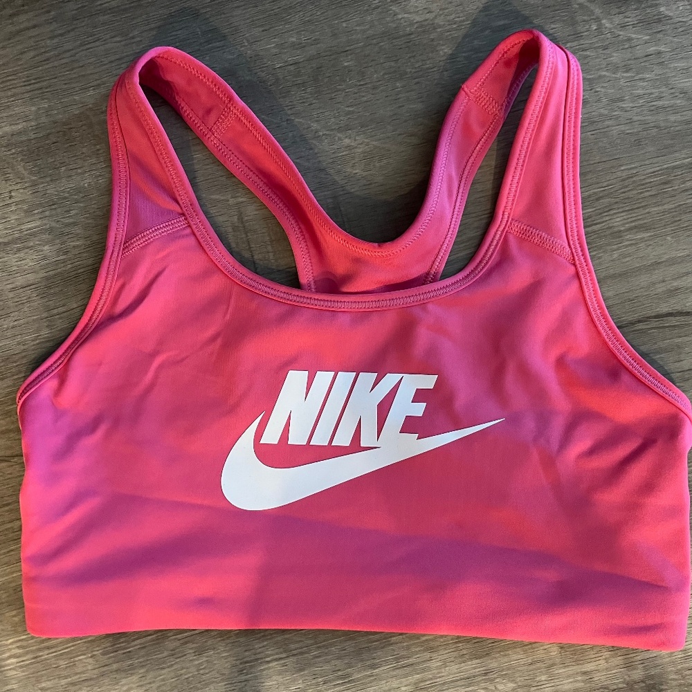 NEW without hang tag Nike Dri-Fit Swoosh HOT PINK Graphic Sports Bra Size: M